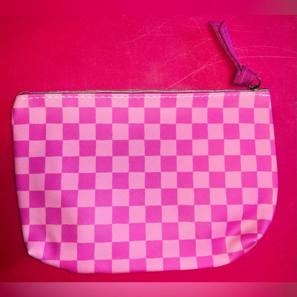 Vacay Mode Cosmetic Pouch Pink Aqua MakeUp Beauty Lipgloss Mirror IPhone Parfume